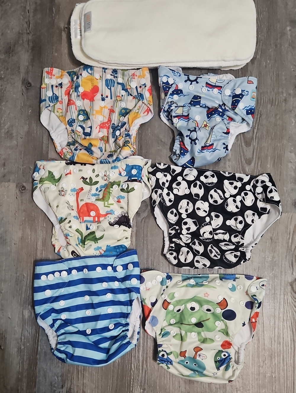 Alvababy 6 Reusable Cloth Diaper Covers Fun Prints OS + 6 Inserts